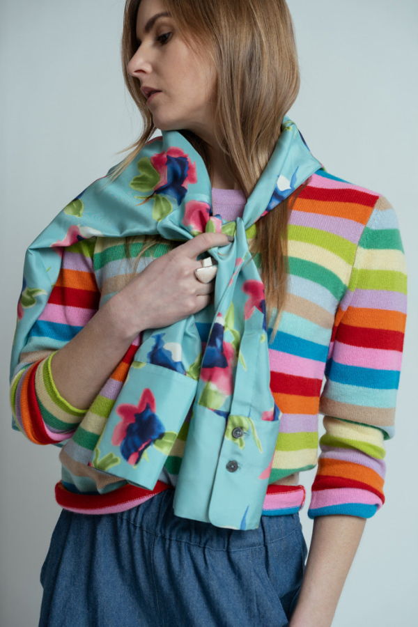 Allude Original Stripe Cashmere Crewneck Sweater - Multicolor