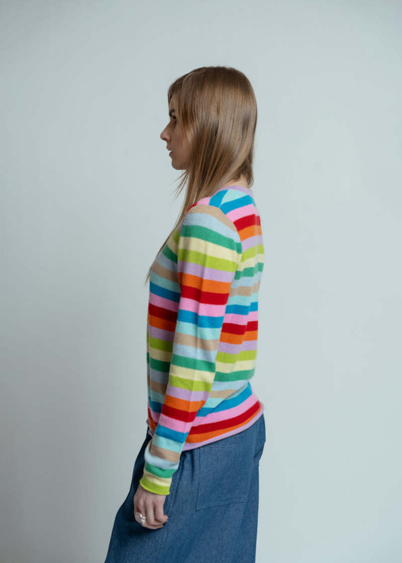 Allude Original Stripe Cashmere Crewneck Sweater - Multicolor