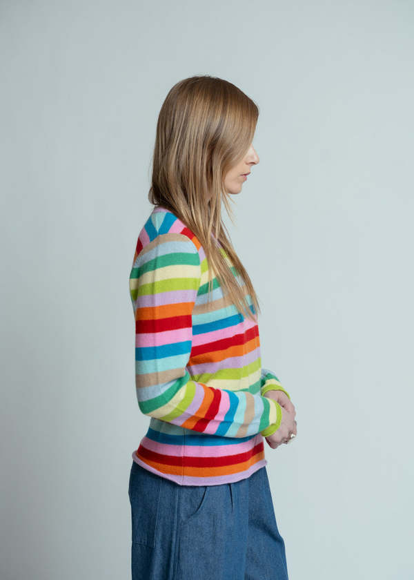 Allude Original Stripe Cashmere Crewneck Sweater - Multicolor