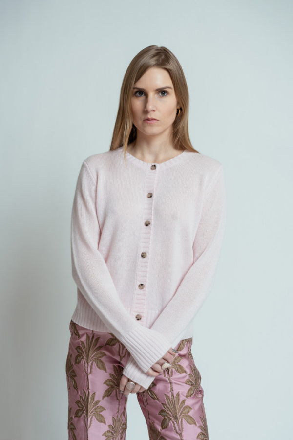 Allude Cashmere Cardigan Sweater - Rose Fondant