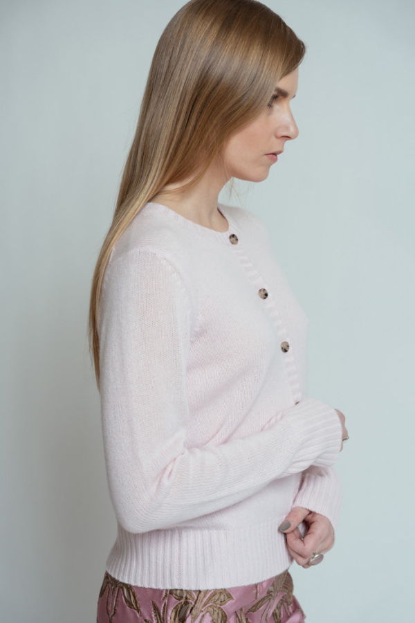Allude Cashmere Cardigan Sweater - Rose Fondant