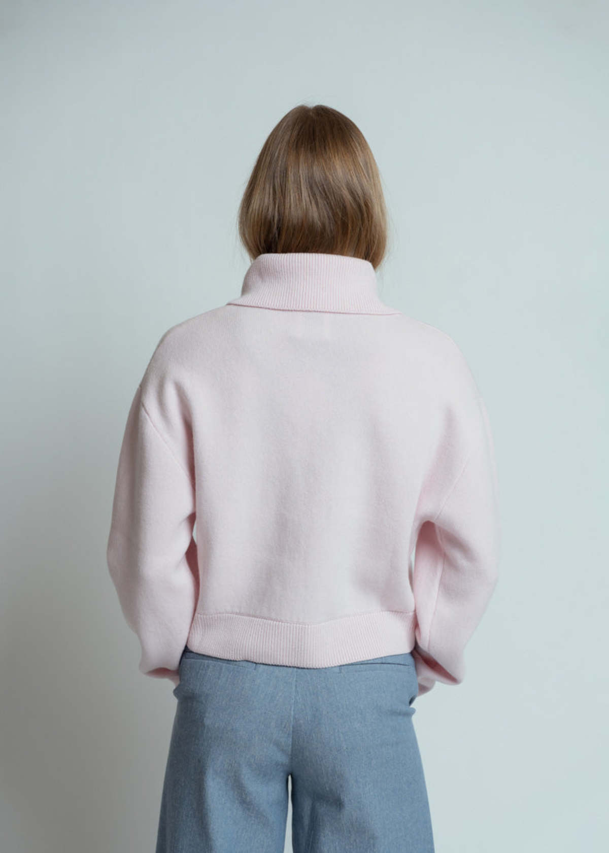 Allude Zip Front Sweater Jacket Cardigan - Rose Fondant - Image 5 of 5