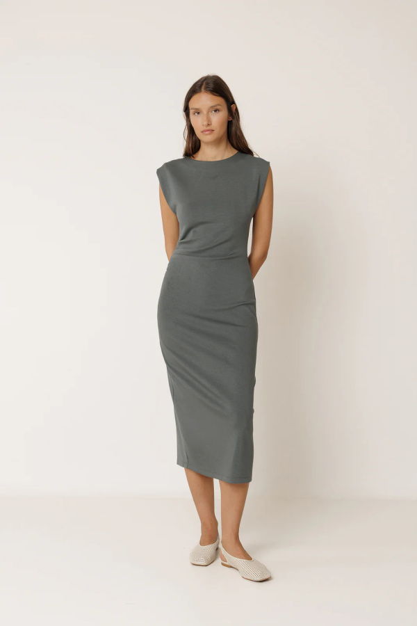 Indi & Cold Fitted Pleated Dress