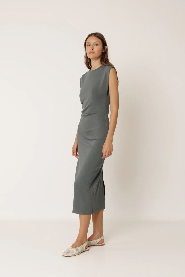Indi & Cold Fitted Pleated Dress