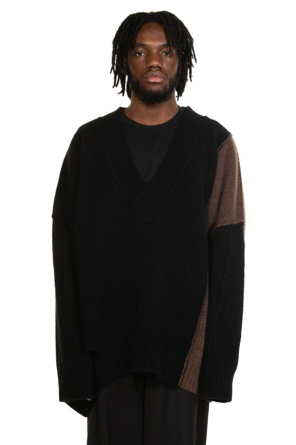 Isabel Benenato Oversized V-Neck Yak Knit Sweater