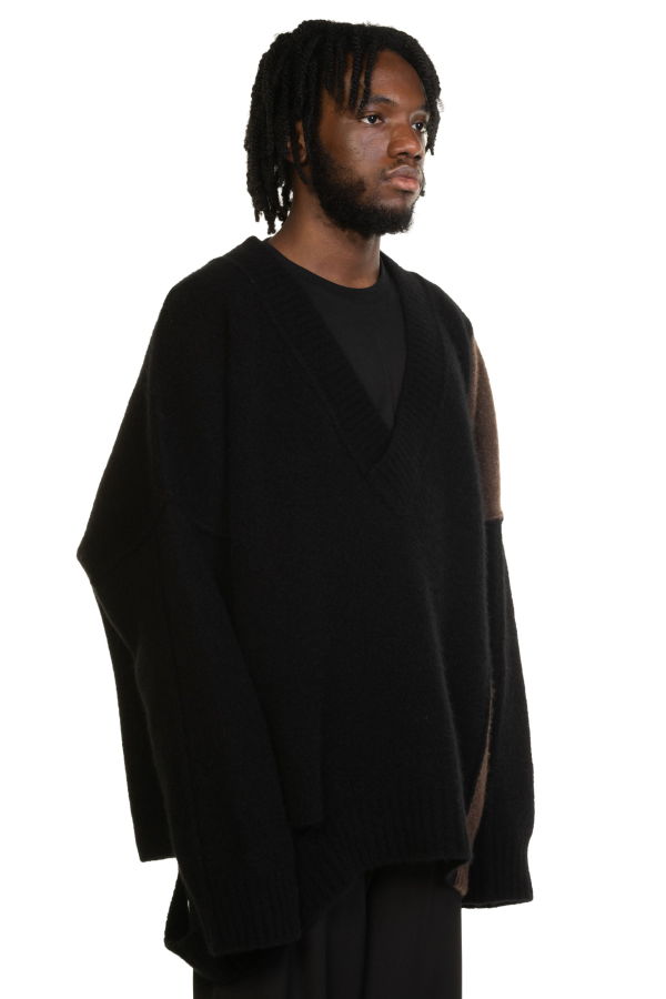 Isabel Benenato Oversized V-Neck Yak Knit Sweater