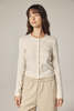 amente Button Down Short Cardigan - Cream/Navy - Thumbnail 2