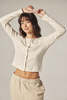 amente Button Down Short Cardigan - Cream/Navy - Thumbnail 4