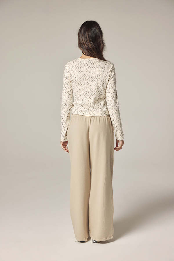 amente Button Down Short Cardigan - Cream/Navy