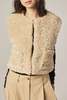 amente Reversible Fur Short Vest - Oatmeal/Beige - Thumbnail 1