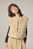 amente Reversible Fur Short Vest - Oatmeal/Beige - Thumbnail 6