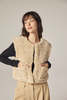 amente Reversible Fur Short Vest - Oatmeal/Beige - Thumbnail 8