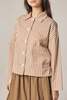 amente Stripe Button Down Jacket - Brown/Cream - Thumbnail 1