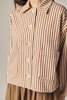 amente Stripe Button Down Jacket - Brown/Cream - Thumbnail 3