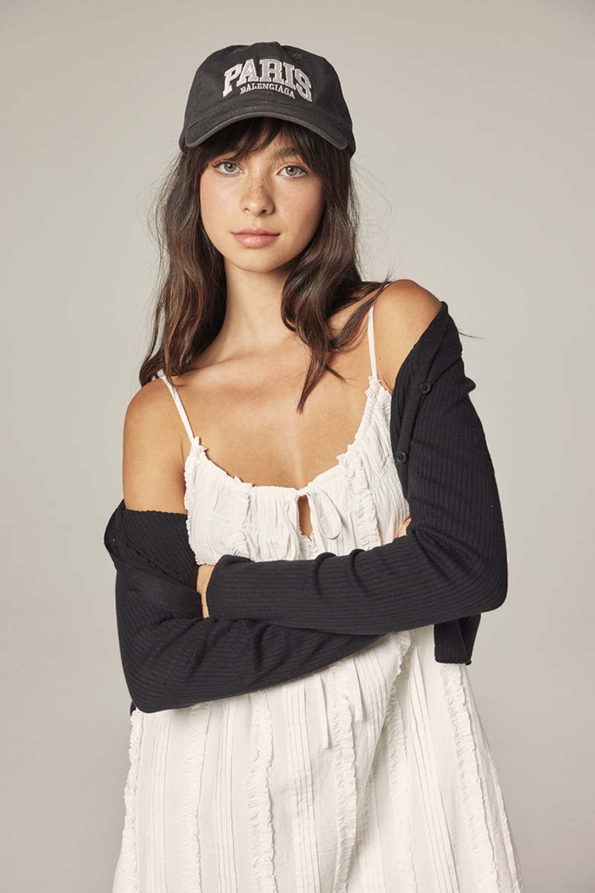 amente V Neck Cotton Linen Rib Cardigan - Black - Image 6 of 10