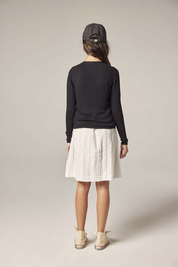 amente V Neck Cotton Linen Rib Cardigan - Black