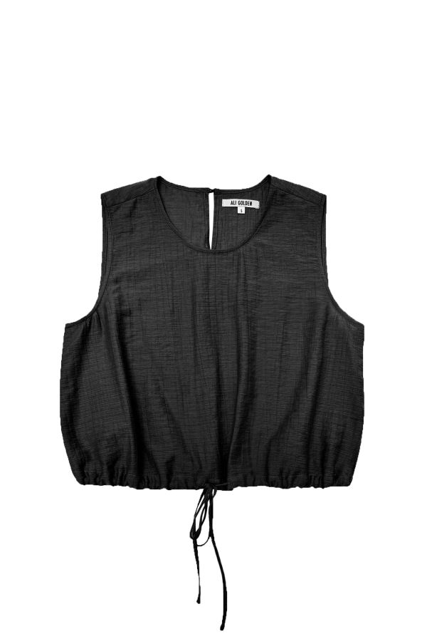 Ali Golden Drawstring Tank Top - Black