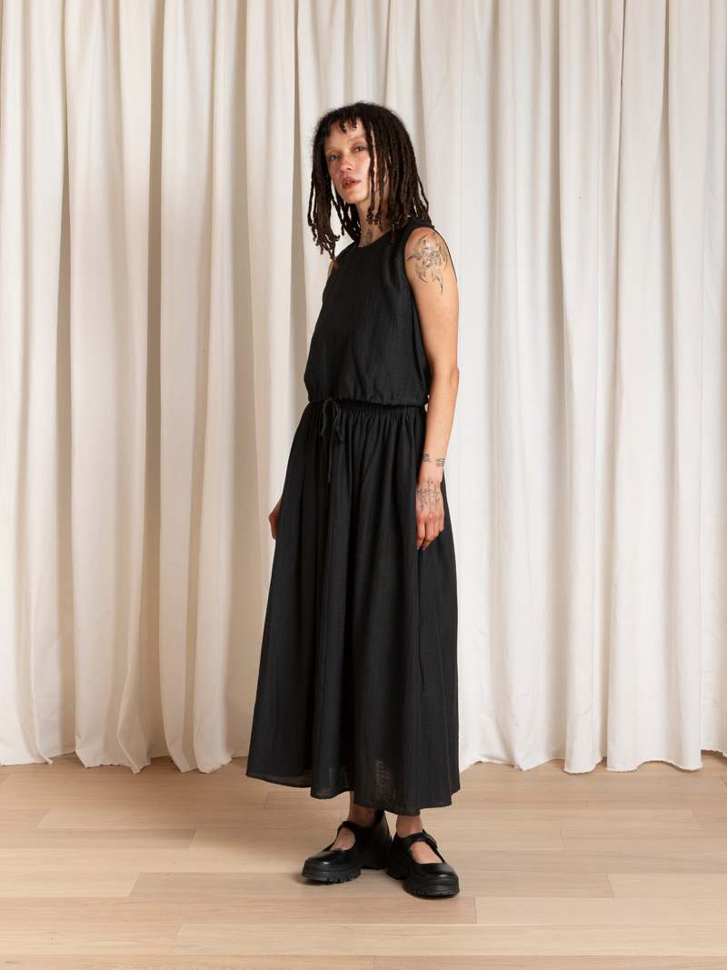 Ali Golden Drawstring Tank Top - Black