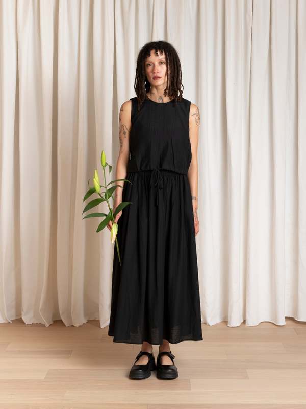 Ali Golden Drawstring Tank Top - Black