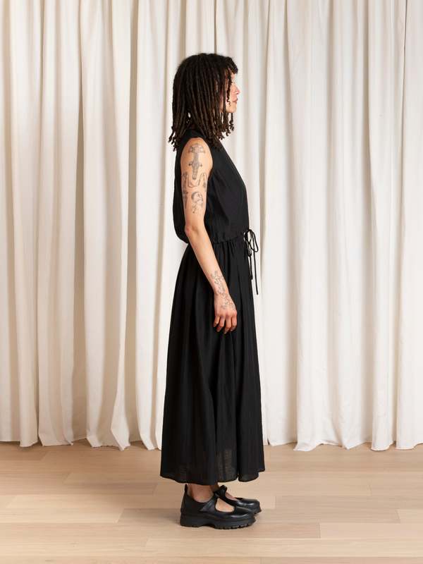 Ali Golden Drawstring Tank Top - Black