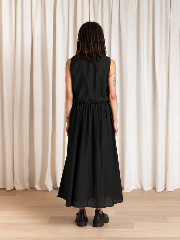 Ali Golden Drawstring Tank Top - Black