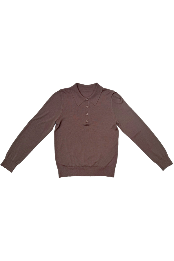 Ali Golden Fitted Polo Pullover Sweater - Taupe