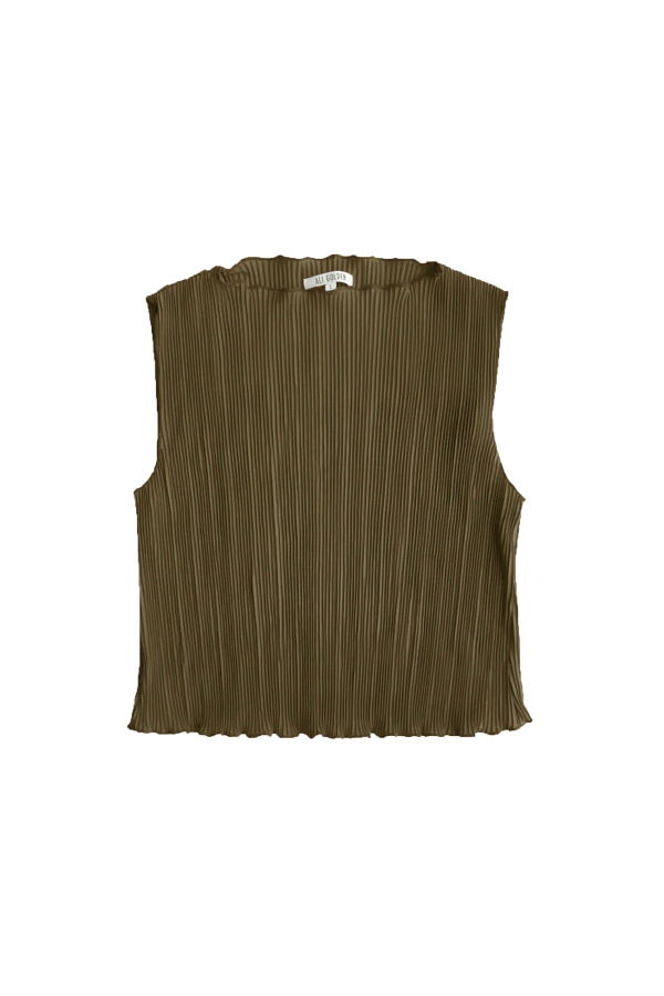 Ali Golden High Neck Pleated Tank Top