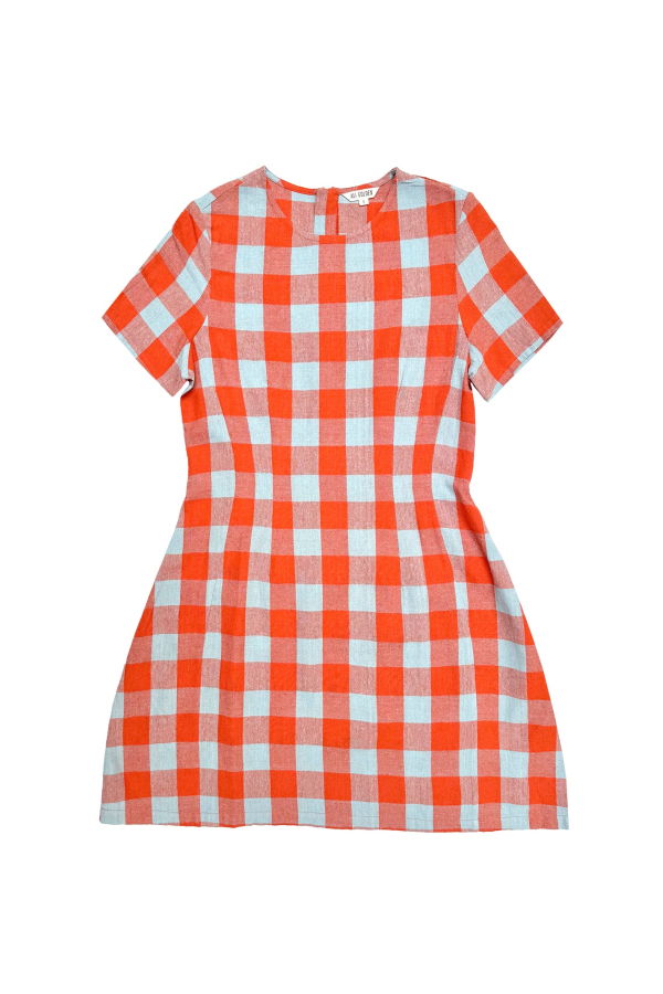 Ali Golden Paneled Midi Dress - Poppy/Fuck Ice Gingham