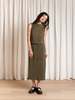 Ali Golden Pleated Slim Midi Skirt - Thumbnail 5