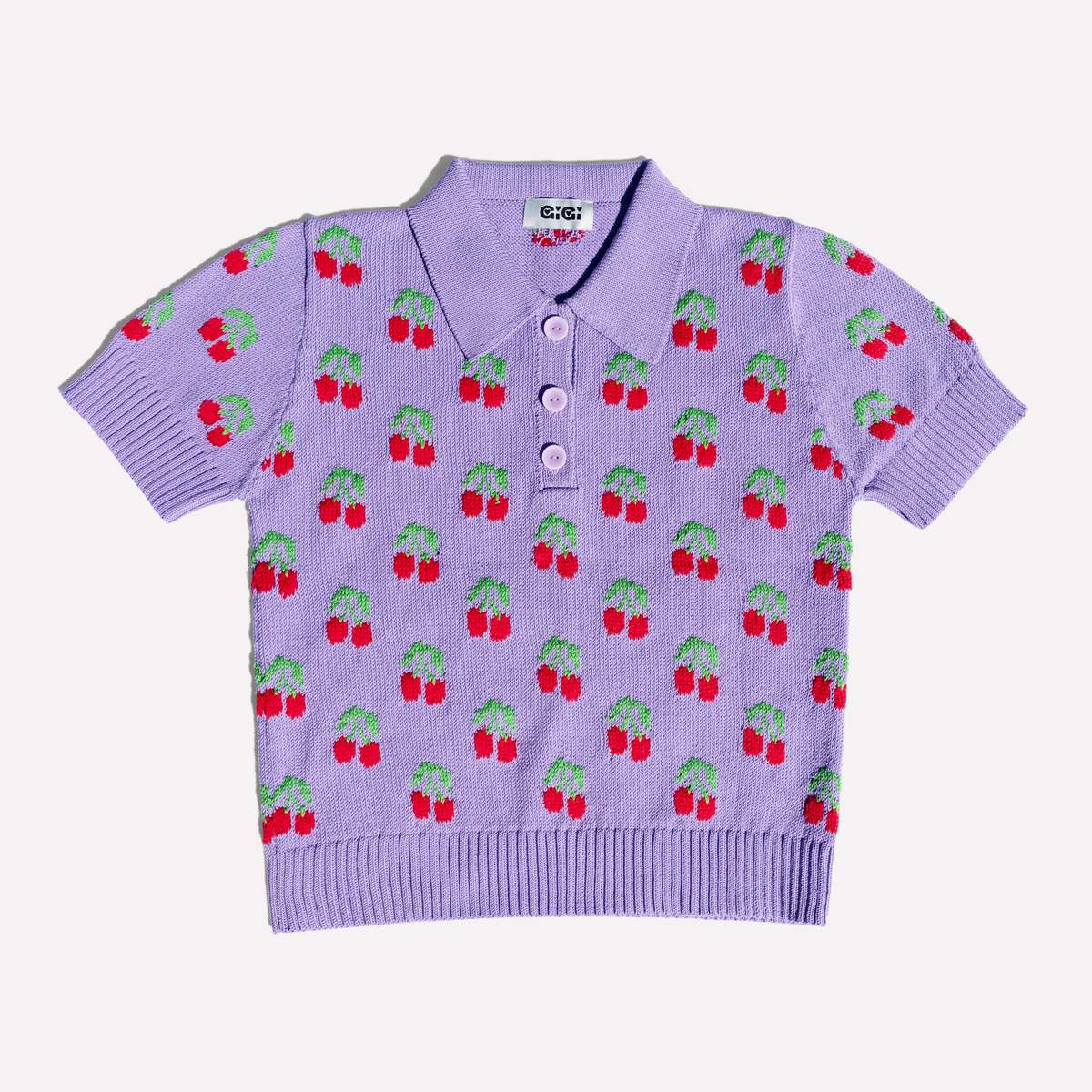 Gigi Knitwear Cherry Polo Top - Image 2 of 5