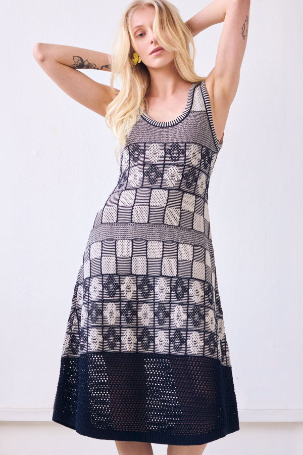 Gigi Knitwear Lila Flower Check Dress