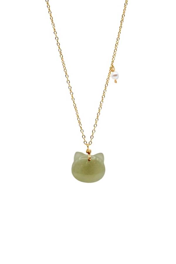 Seree Choupette Cat Pendant Necklace - Green