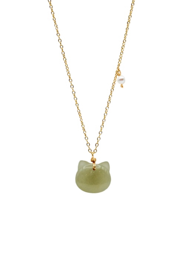 Seree Choupette Cat Pendant Necklace - Green
