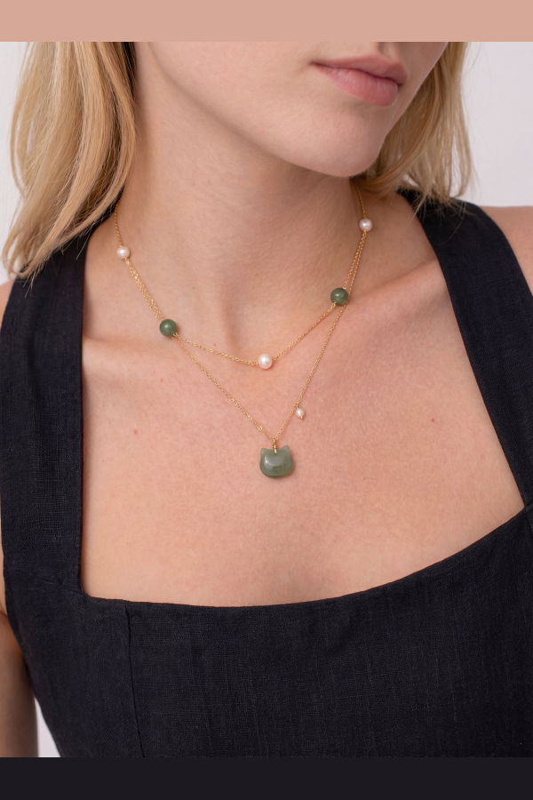 Seree Choupette Cat Pendant Necklace - Green