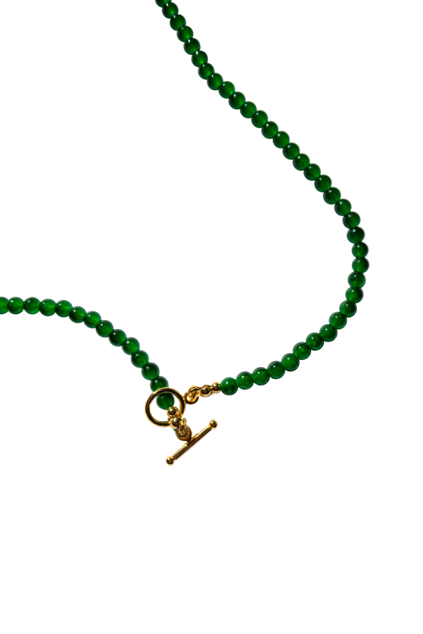 seree Chalcedony Beaded Necklace - Forest Green