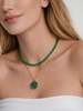 Seree Shell Green Jade Stone Pendant Necklace - Green - Thumbnail 2