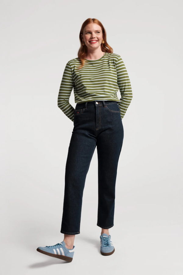 Frances Valentine Long Sleeve Striped Tee - Green/Pink