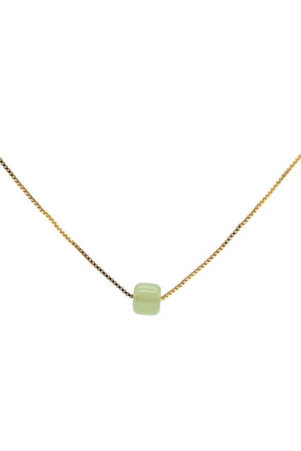 Seree Beetle Bead Jade Necklace - Light Green