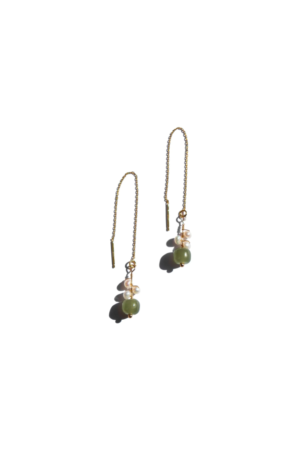 Seree Madeleine Jade And Freshwater Pearl Drop Earrings - Gold/Silver