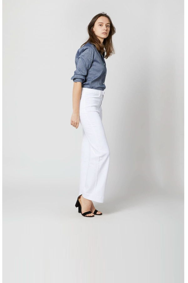 MASHBURN Column Patch Pocket Jean Jeans - White Stretch Denim