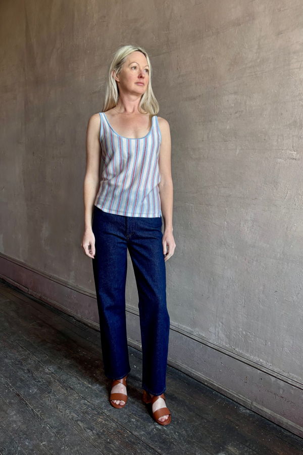 Guest in Residence Fine Stripe Tank Top