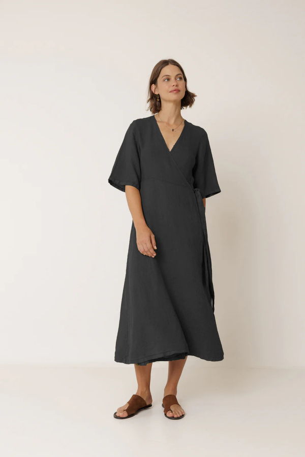 Indi & Cold Crossover Linen Dress