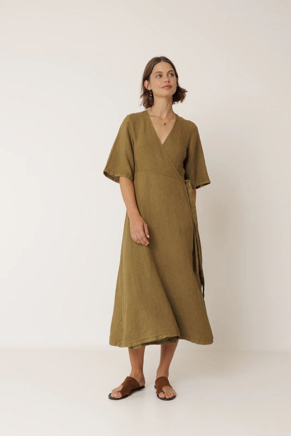 Indi & Cold Crossover Linen Dress