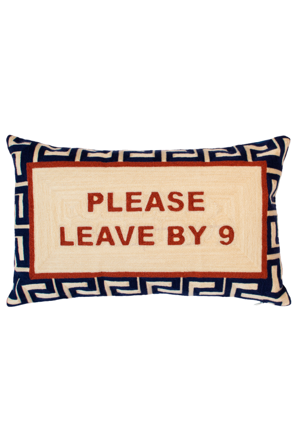 The Pillow Drop Please Leave By 9 Needlepoint Cushion - Navy