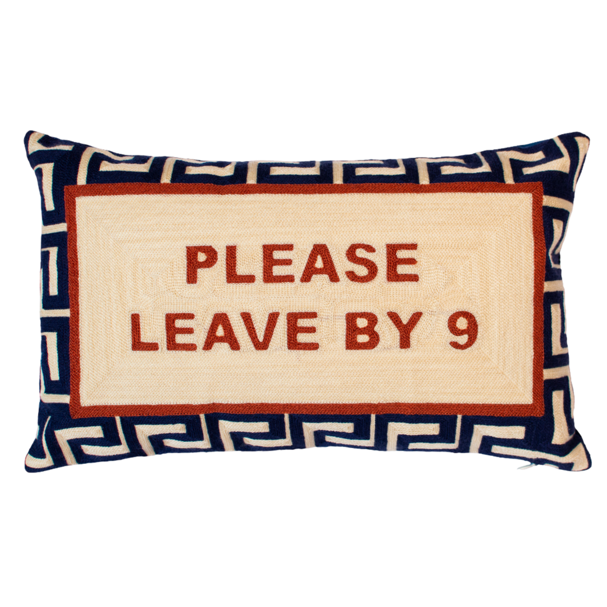 The Pillow Drop Please Leave By 9 Needlepoint Cushion - Navy - Image 1 of 3