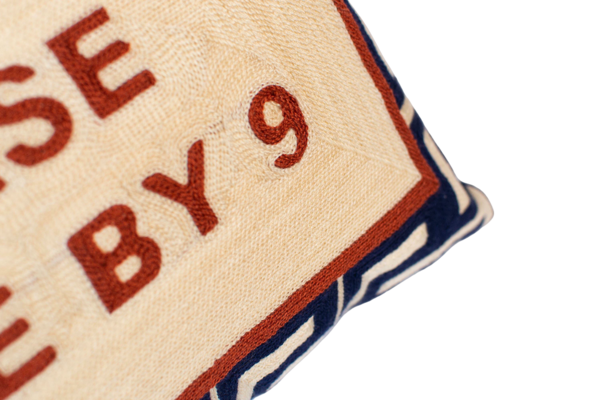 The Pillow Drop Please Leave By 9 Needlepoint Cushion - Navy