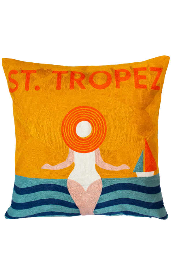 The Pillow Drop St. Tropez Needlepoint Cushion