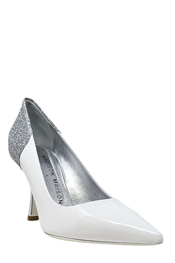 Madison Maison Alena High Heel Pump - White/Silver