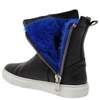Madison Maison Black Leather Double Zip Shearling Sneaker - Black/Blue - Thumbnail 6