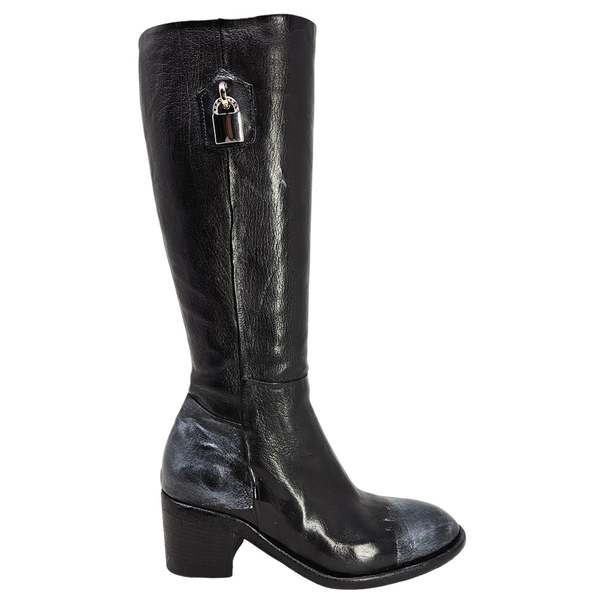 Madison Maison Tall Hand Rubbed Lock Boot - Black
